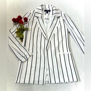 Forever21 NWT Black & White Striped Longline Blazer - Small